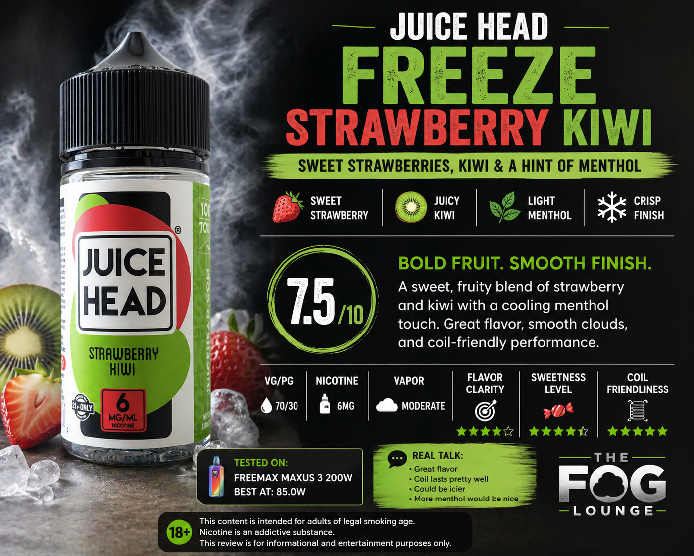 Juice Head Freeze Strawberry Kiwi Review: Sweet, Smooth & Lightly Icy